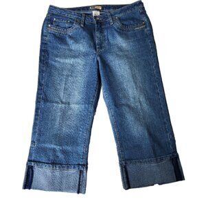Faded Glory Capris Women's Size 12 Denim Jean Pants Cuffed Stretch Denim